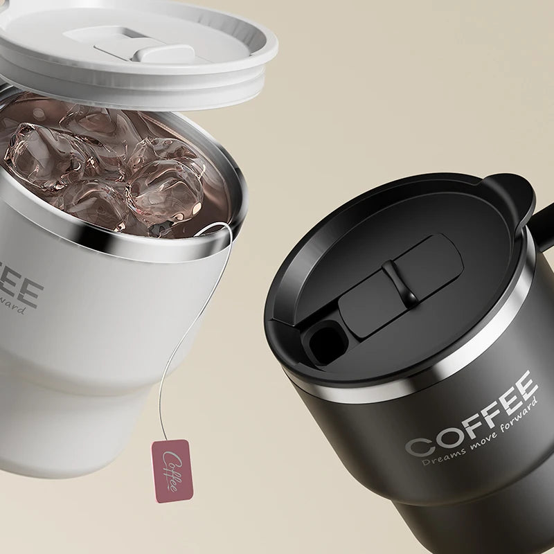 WORTHBUY 304 rostfritt stål dubbelväggig isolerad kaffekopp med handtag bärbar student läckagesäker vattenkopp mjölkkaffemugg