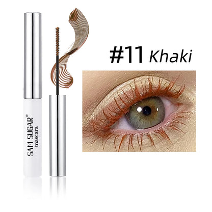 Silkesfibermascara Färgglad Ultrafin Borste Förlänger Ögonfransar Vattentät Varaktig Snabbtorkande Grön Rosa Böjande Mascara Makeup