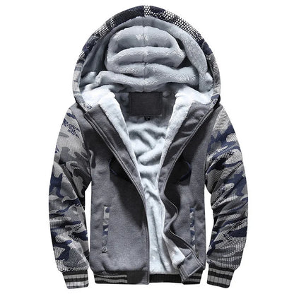 Herrvinterjackor Tjock Varm Jacka Märkes Sportkläder Kappa Byxor Enfärgad Fleece Dragkedja Huva Långärmad Herr Ytterkläder