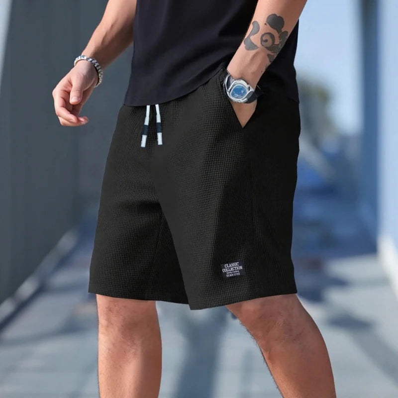 Herrshorts, Herrfritidsbyxor, Herrstrandshorts, Herrsportshorts, Nytt mode med texturerat tyg, Andningsbara byxor, Lämpliga för både vardagskläder och sport