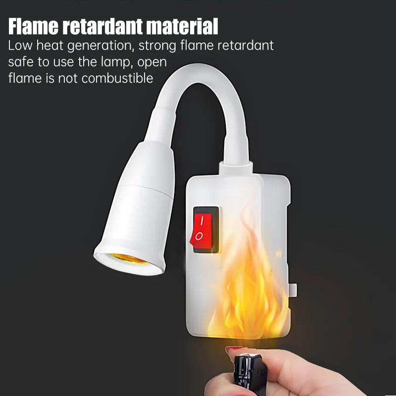 Rostfritt stål E27 lampsockel justerbar flexibel böjd med strömbrytare EU US UK-kontakt energibesparande LED-bordslampsockel