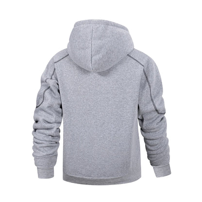 Herr Casual Sport Zipper Hoodie Coat Enfärgad Kofta Sweatshirt för Herrkläder Sportkläder Slim Fit Casual Jacka
