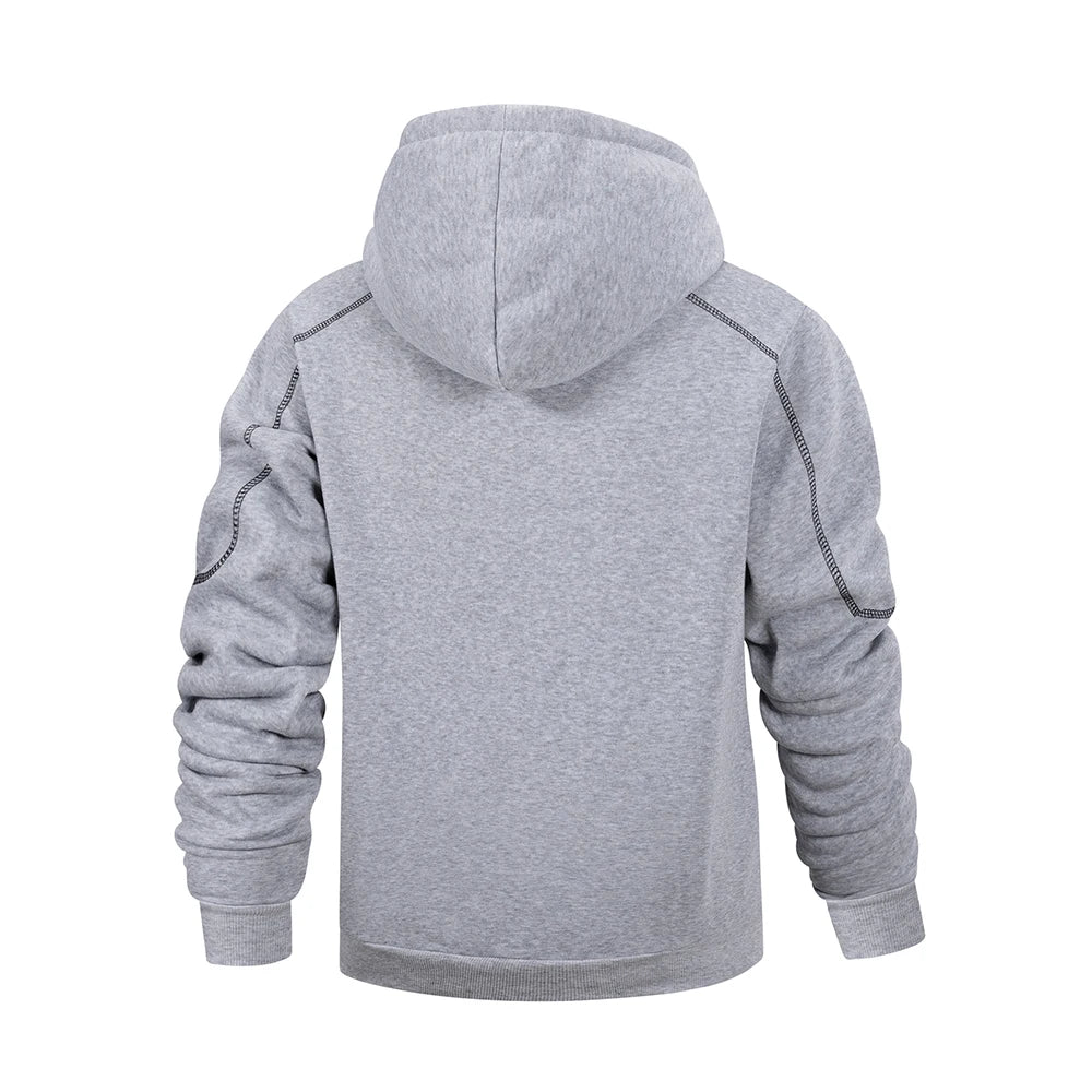 Herr Casual Sport Zipper Hoodie Coat Enfärgad Kofta Sweatshirt för Herrkläder Sportkläder Slim Fit Casual Jacka