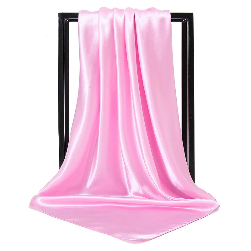 Mode 90*90cm Enfärgad Fyrkantig Halsduk Konst Imiterad Sidensjal Elegant Blommig Huvud Hals Hårband Dam Dam Flickor Halsduk