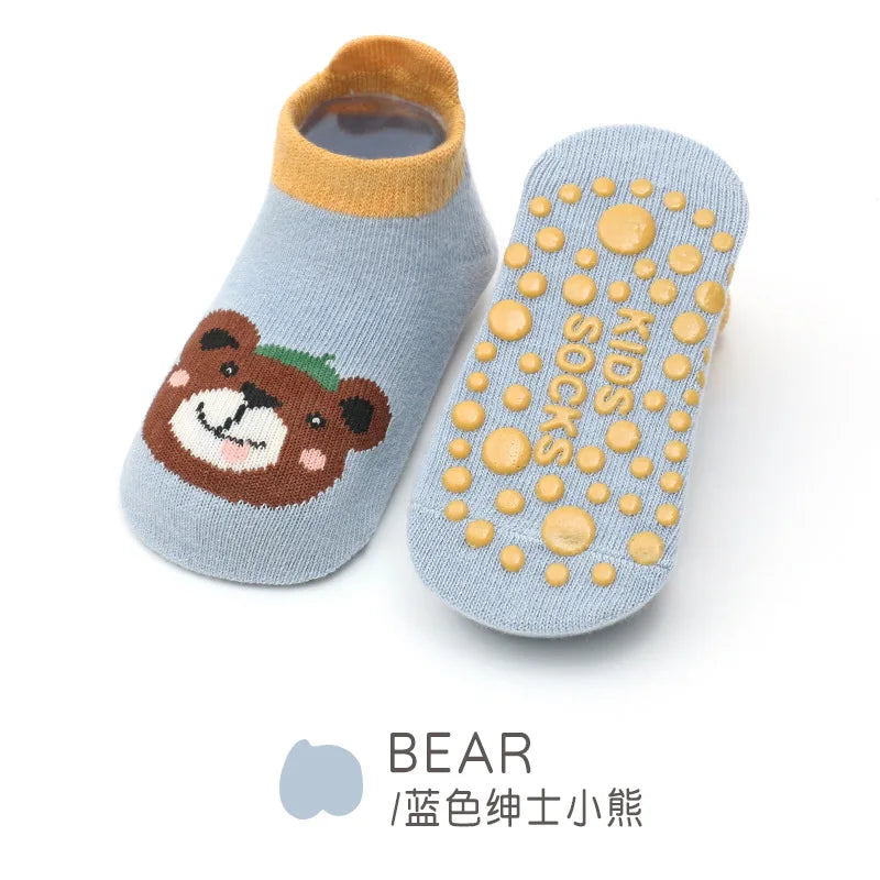 Halkfria babysockor, mjuka, halkfria golvsockor för nyfödda och spädbarn med gummigrepp för 0-5 år, bomullssockor för baby