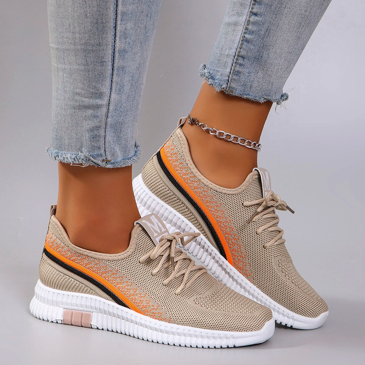 Damskor med ventilerande platta nät, sommarskor, damskor, vardagssneakers, fri frakt