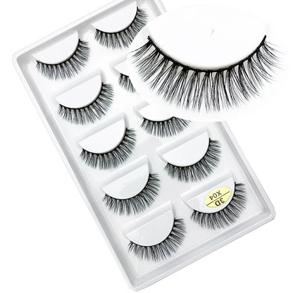 LTWEGO 5 par ögonfransar naturliga långa 3D minkfransar fluffiga volym mink lösögonfransar djurfria slingor makeup cilios