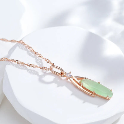 JULYDREAM Personlighet Oval Dimgrön Zirkon Hänge 585 Guldfärg Lyxhalsband för Kvinnor Vågkedja Bröllopsfest Smycken