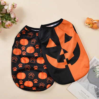 Hundkläder för små och medelstora hundar Katter Halloween Pumpa Tassavtryck Valpvästar Chihuahua Yorkshire Terrier Kostymer Husdjur Festkläder
