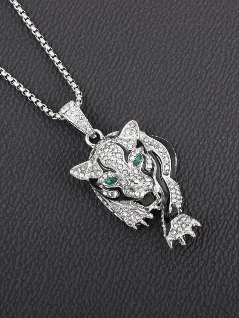 Personlighet Trend Herr Smycken Förgylld Tiger Gepard Djurhänge Mode Coolt Halsband