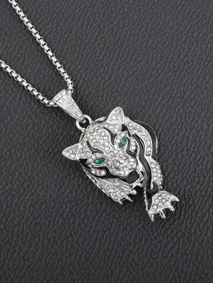 Personlighet Trend Herr Smycken Förgylld Tiger Gepard Djurhänge Mode Coolt Halsband