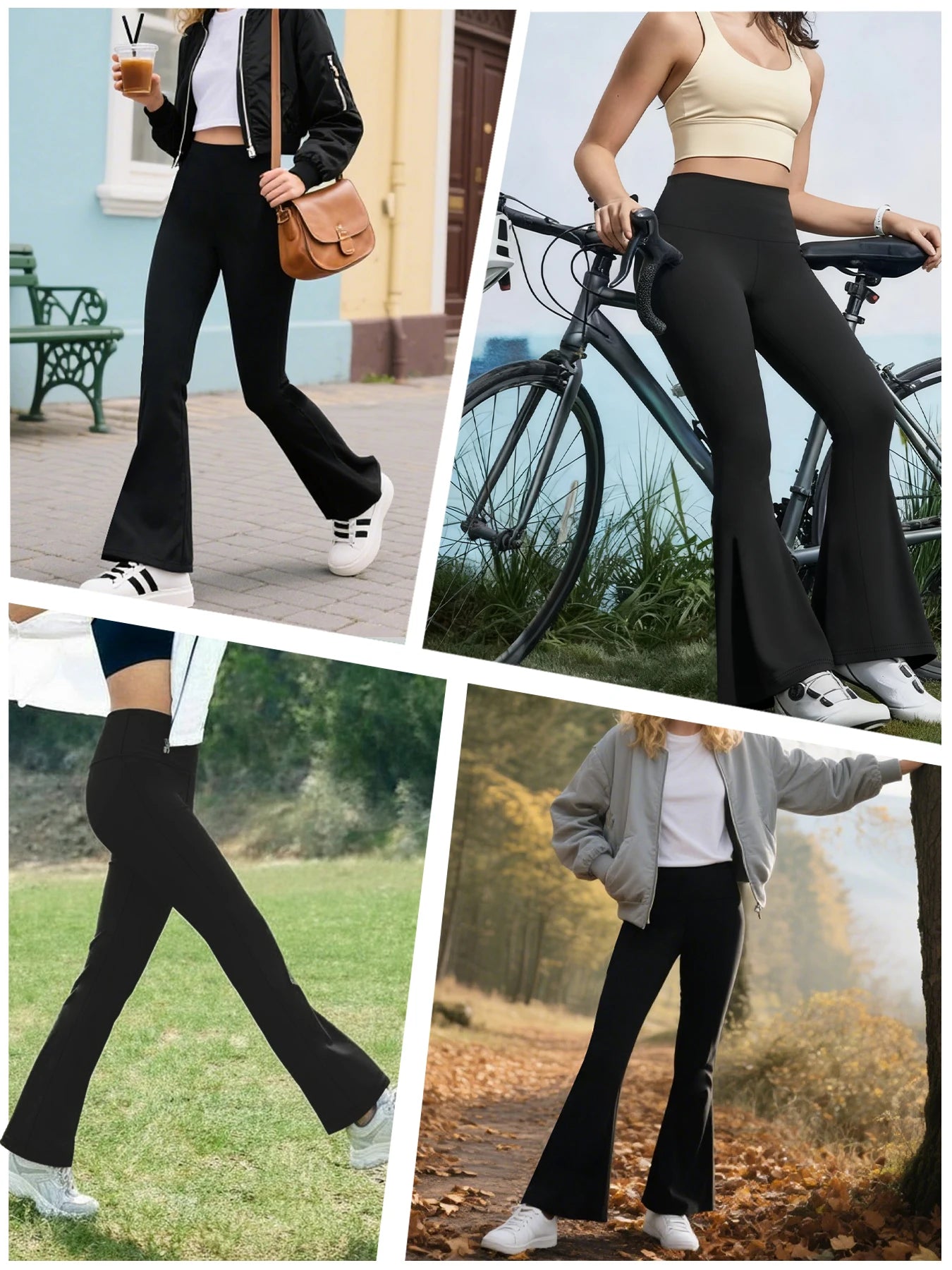 Hög midja med utsvängda yogabyxor och benslut. Perfekt för yoga eller vardagsbruk.