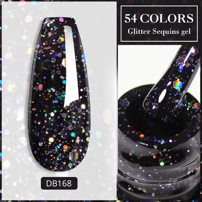 7ml Champagne Guld Silver Reflekterande Nagelgellack Glittrande Skinande Glitter Rosa Röd Nageltillbehör Semi-permanent Gellack