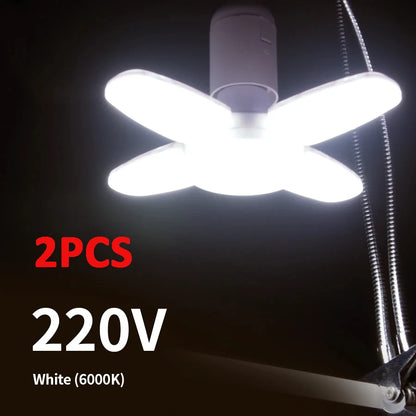 28W fläktformad LED-lampa E27 LED-lampa vikbar 220V glödlampor för hem, vardagsrum, lager, garage, taklampa