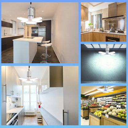 28W fläktformad LED-lampa E27 LED-lampa vikbar 220V glödlampor för hem, vardagsrum, lager, garage, taklampa
