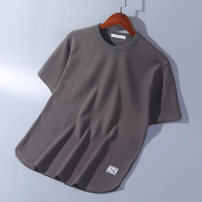 5XL Enfärgade Våffelt-shirts för Herr Casual Märkeskvalitet Kortärmade Herrt-T-shirts Nya Sommarmode Designertoppar Herr