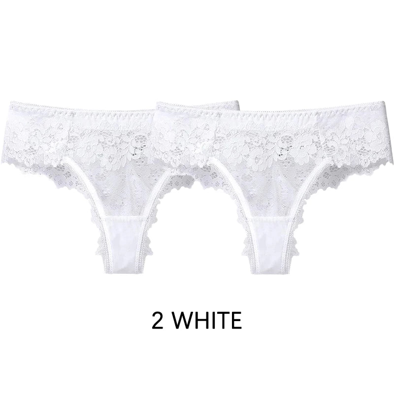 Meet’r Dam 2 st. trosor Sexiga frestelse spetsunderkläder G-stringtrosor Intima trosor Thongs Damtrosor med låg midja och T-rygg