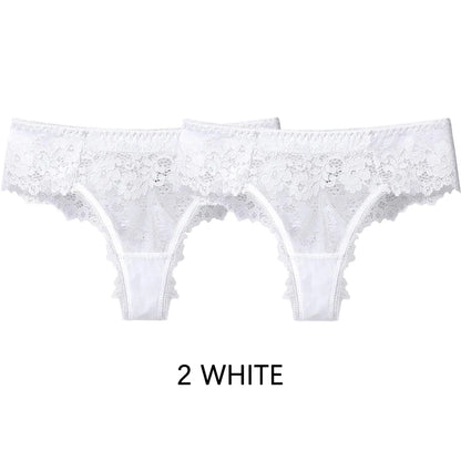 Meet’r Dam 2 st. trosor Sexiga frestelse spetsunderkläder G-stringtrosor Intima trosor Thongs Damtrosor med låg midja och T-rygg