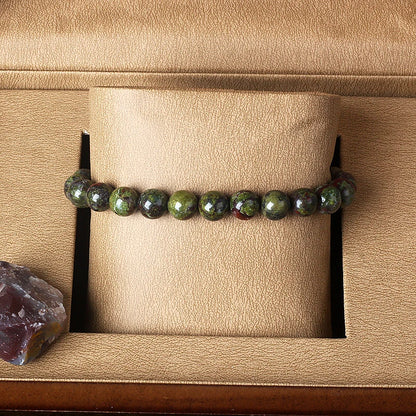 Naturlig drakeblodsten elastiska armband kvinnor män charm dinosaurie jaspis pärlor helande smycken yoga meditation armband gåva