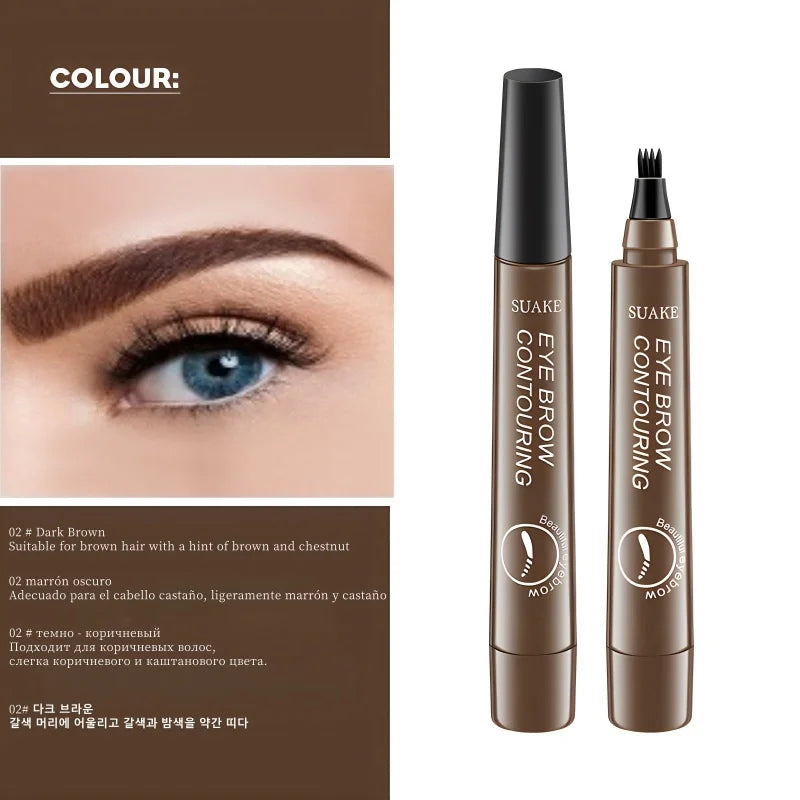 4D Microblading Ögonbrynspenna med 4 gafflar Ögonbrynstatueringspenna Långvarig Fin Skiss Flytande Ögonbrynsmakeup