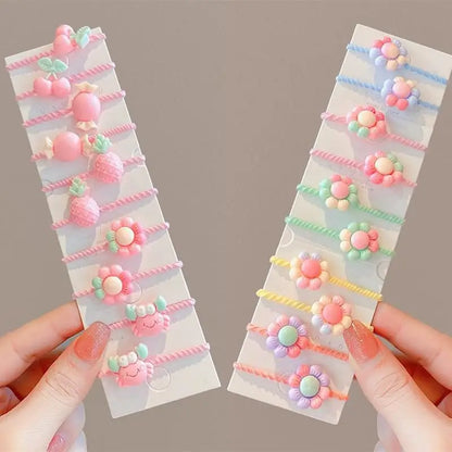 1 set barn söta tecknade blommor frukt gummiband hårnålar flickor fina hårspännen barn hårband håraccessoarer present
