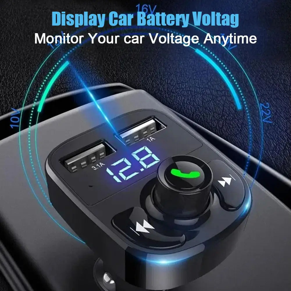 Bluetooth 5.0 Bil Dubbel USB Snabbladdare FM-sändare Bluetooth Handsfree Bilmonteringssats Ljudmodulator MP3-spelare Ljudmottagare