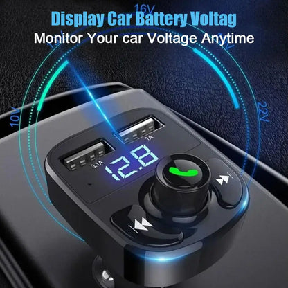 Bluetooth 5.0 Bil Dubbel USB Snabbladdare FM-sändare Bluetooth Handsfree Bilmonteringssats Ljudmodulator MP3-spelare Ljudmottagare