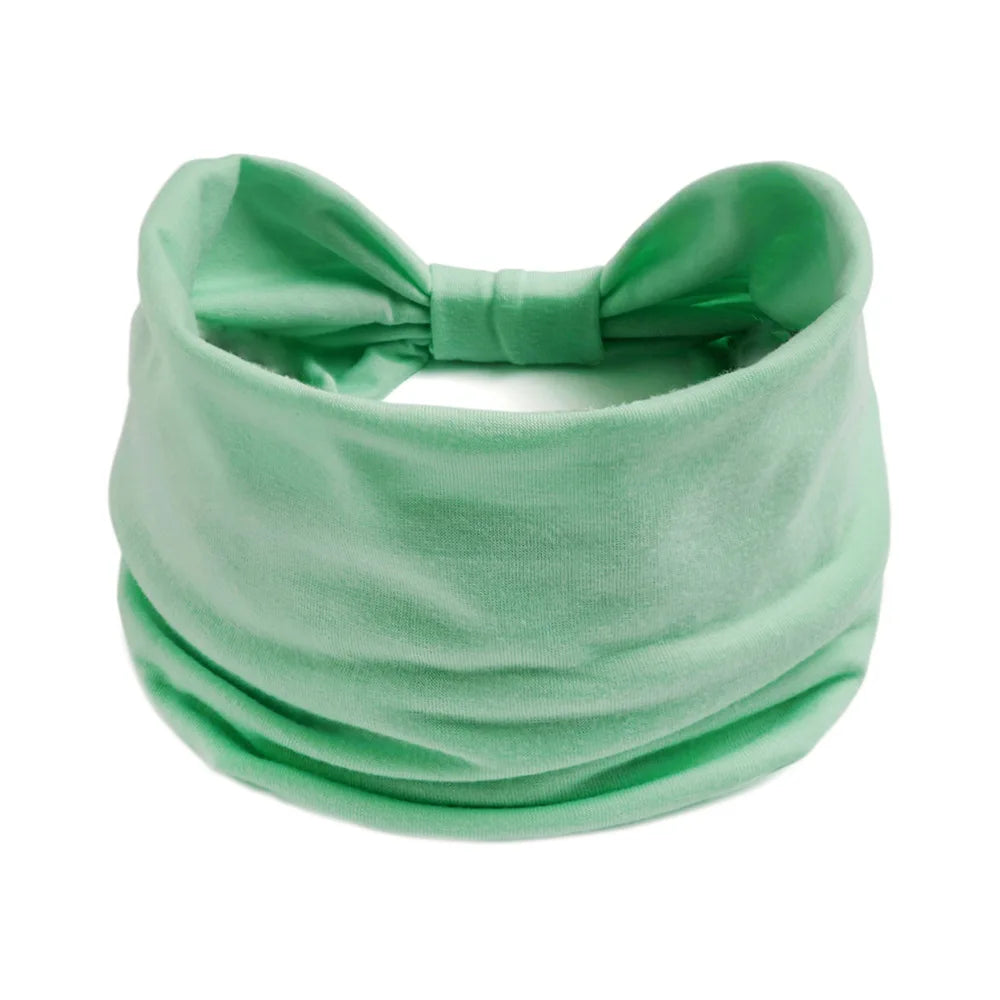Mode Enfärgad Bred kant Bomullsyoga absorberar svett Dam Flickor Pannband Huvudbonad Turban Bandage Håraccessoarer Huvudbonader