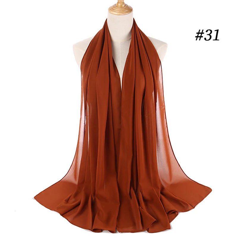 Muslimsk chiffong hijab kvinnor bubbelchiffong halsduk för kvinnor damer slöja muslimsk islam enfärgad malaysisk muslimsk wrap halsdukar