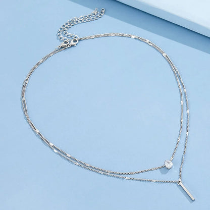 Trendigt zirkonhängehalsband för kvinnor flerskiktskedja choker mode kvinnlig fest glänsande smycken present