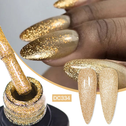 7ml Champagne Guld Silver Reflekterande Nagelgellack Glittrande Skinande Glitter Rosa Röd Nageltillbehör Semi-permanent Gellack
