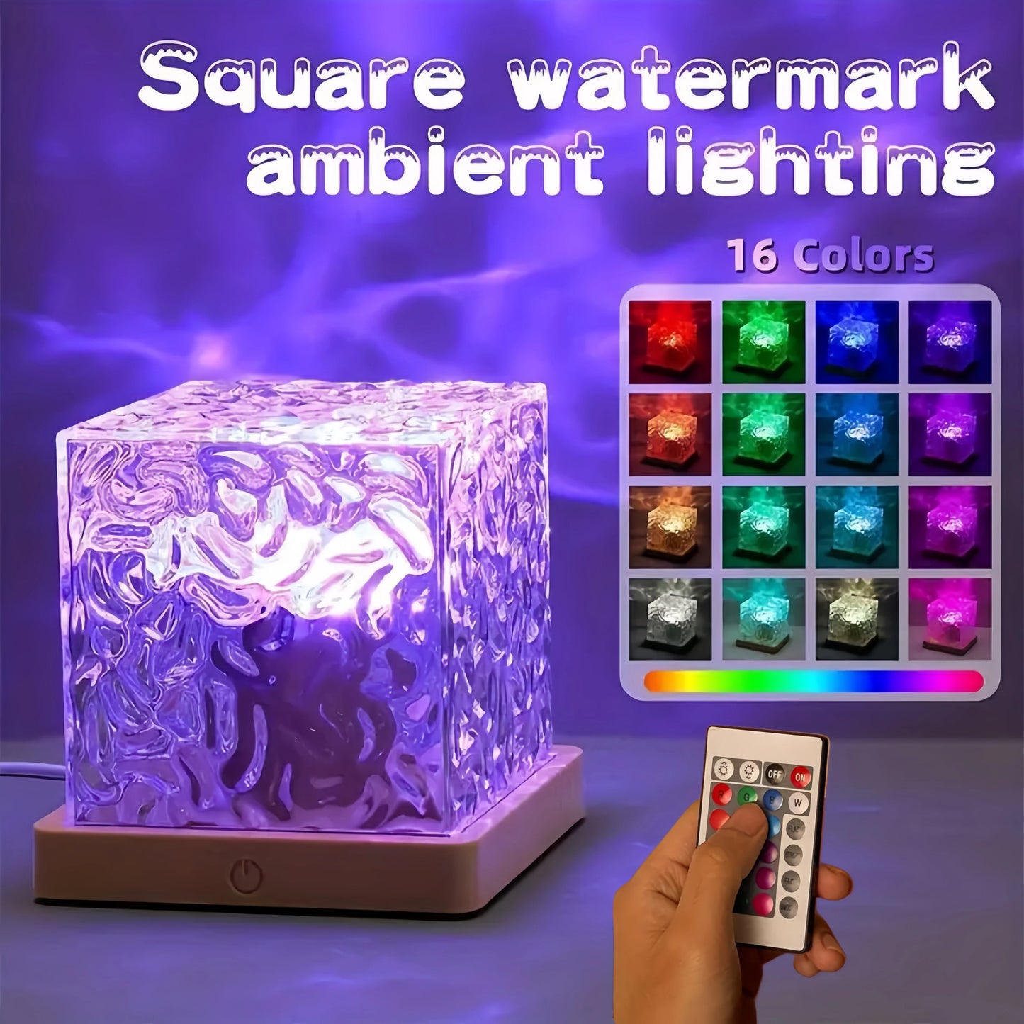 Ocean Wave Aurora Projektorlampa USB Fjärrkontroll RGB Vattenripple 16 Färger Nattlampa Hemmakontor Bar Vardagsrum Stämningsbelysning