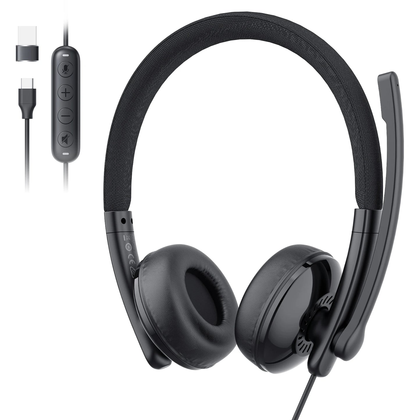 EMEET Trådbundet Headset med Mikrofon Callcenter USB Hörlurar ENC Brusreducerande Kontorshörlurar med Kabel för Telefon/PC Dator