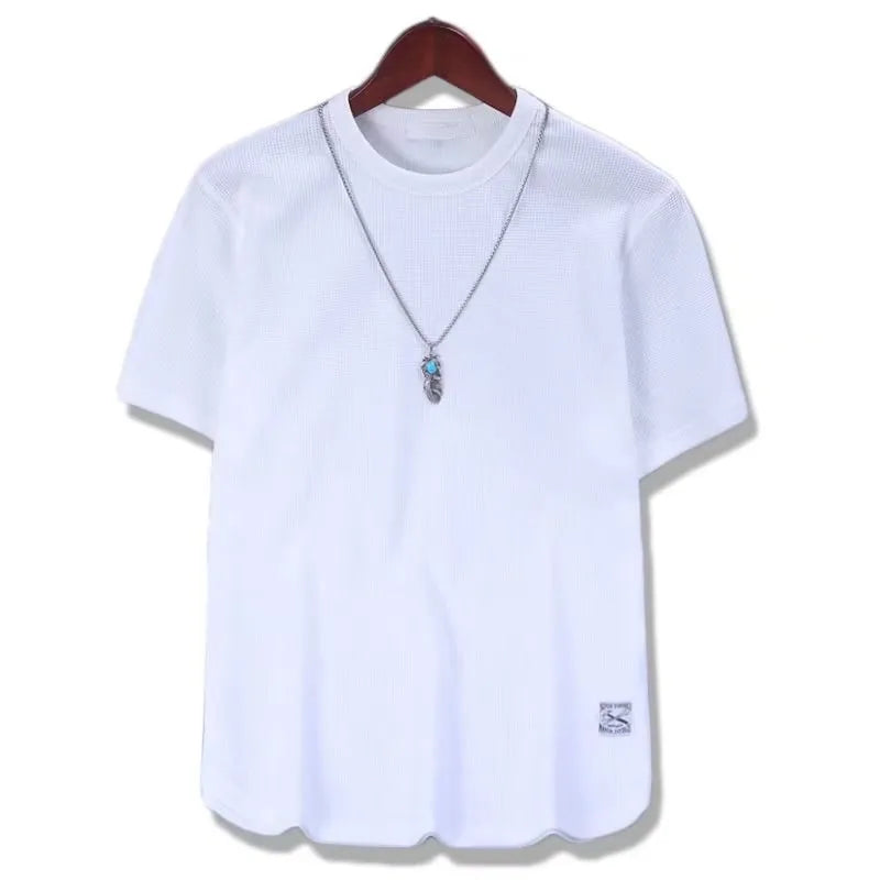 5XL Enfärgade Våffelt-shirts för Herr Casual Märkeskvalitet Kortärmade Herrt-T-shirts Nya Sommarmode Designertoppar Herr