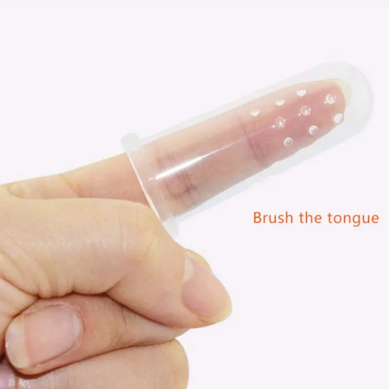 Söt babyfingertandborste med låda barntänder klar massage mjuk silikon spädbarn gummi rengöringsborste massageset