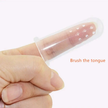 Söt babyfingertandborste med låda barntänder klar massage mjuk silikon spädbarn gummi rengöringsborste massageset