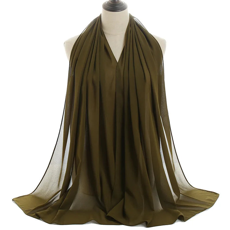 Ramadan Islamisk Instant Bubble Chiffong Sjal Halsduk Dam Huvudbonad Kvinnor Hijabs Halsdukar Bufandas Muslimsk Slöja Hijab Snood 180*70cm