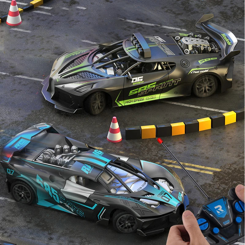 Rc-bil 4-kanalig höghastighets fjärrstyrd driftbil racingbil elektrisk sportbil leksaksmodellleksaker för pojkar barn födelsedagspresent