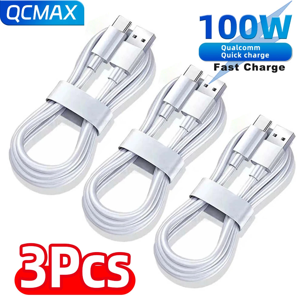 QCMAX 1-3 st 10A 100W Typ C Supersnabb Laddningskabel Datakabel För Huawei OPPO vivo iQoo Snabbladdning USB C Kablar