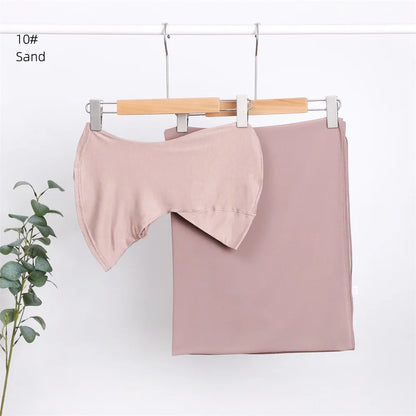 Elegant elastisk direkt hijab enfärgad chiffong hijab-set för kvinnor, modalpullover, bandana, tunn, andningsbar, mjuk och mysig halsduk