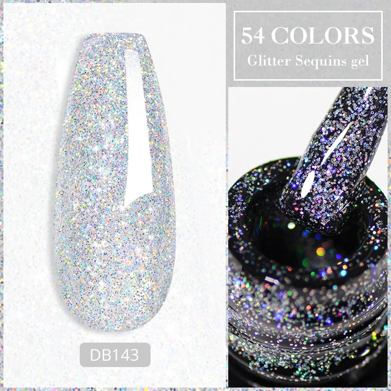 7ml Champagne Guld Silver Reflekterande Nagelgellack Glittrande Skinande Glitter Rosa Röd Nageltillbehör Semi-permanent Gellack