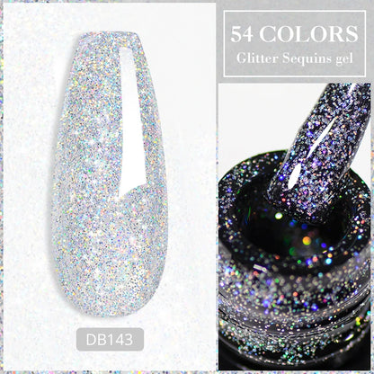 7ml Champagne Guld Silver Reflekterande Nagelgellack Glittrande Skinande Glitter Rosa Röd Nageltillbehör Semi-permanent Gellack