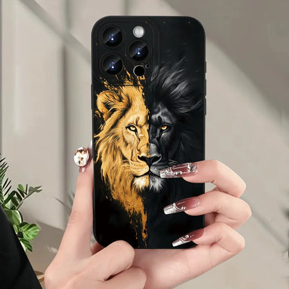 Kreativt lejonmönster mjukt TPU-telefonskal för iPhone 16 Pro Max 15 14 13 Mini 12 11 16E 17 Air X XR XS Max 8 7 Plus-fodral