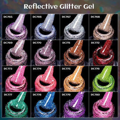 7ml Champagne Guld Silver Reflekterande Nagelgellack Glittrande Skinande Glitter Rosa Röd Nageltillbehör Semi-permanent Gellack