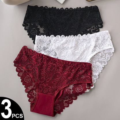 3 st/set lyxiga blommiga broderi spetstrosor kvinnor trosor sexiga ihåliga underkläder kvinnliga underkläder andningsbara kalsonger