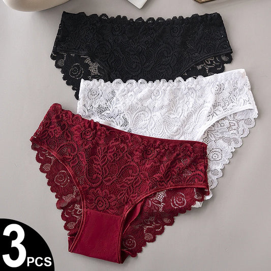 3 st/set lyxiga blommiga broderi spetstrosor kvinnor trosor sexiga ihåliga underkläder kvinnliga underkläder andningsbara kalsonger