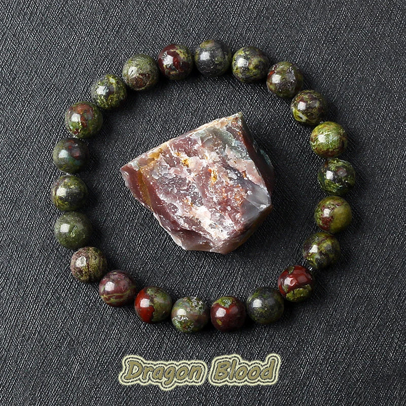 Naturlig drakeblodsten elastiska armband kvinnor män charm dinosaurie jaspis pärlor helande smycken yoga meditation armband gåva