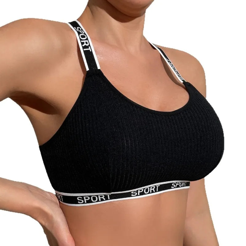 1 st. Bokstavsinredning Sexiga Kvinnor Ribbad BH Andningsbar Bekväm Camisole Kvinnlig Mode Underkläder Atletisk Vest Sexig Lingerie