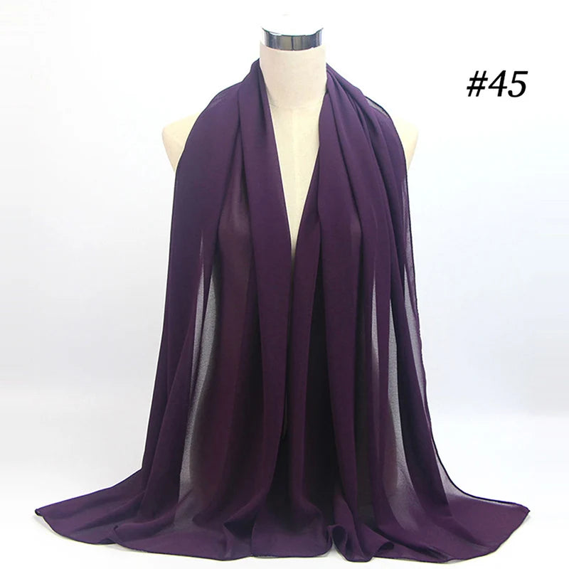 Muslimsk chiffong hijab kvinnor bubbelchiffong halsduk för kvinnor damer slöja muslimsk islam enfärgad malaysisk muslimsk wrap halsdukar