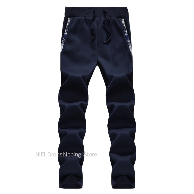 Herrvinterjackor Tjock Varm Jacka Märkes Sportkläder Kappa Byxor Enfärgad Fleece Dragkedja Huva Långärmad Herr Ytterkläder